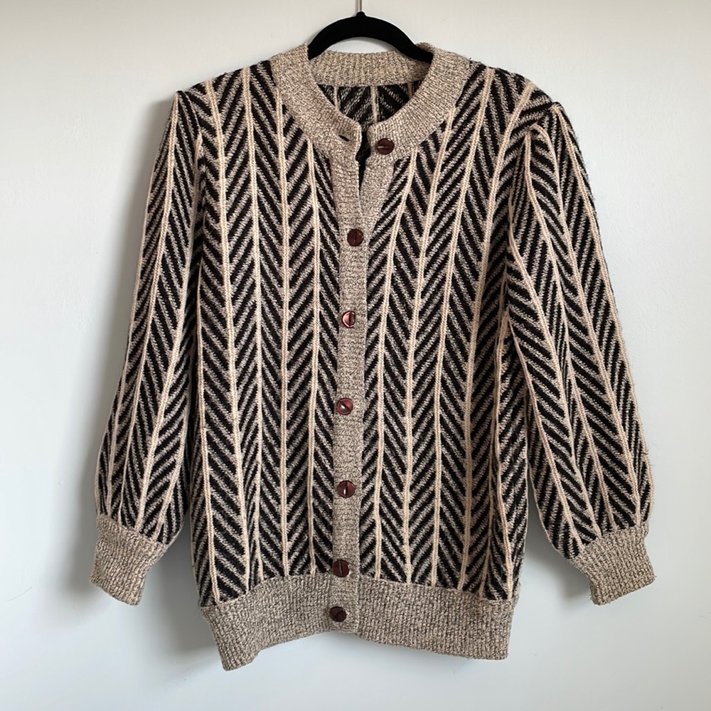 Vintage Slouchy Puff Shoulder Knit Sweater